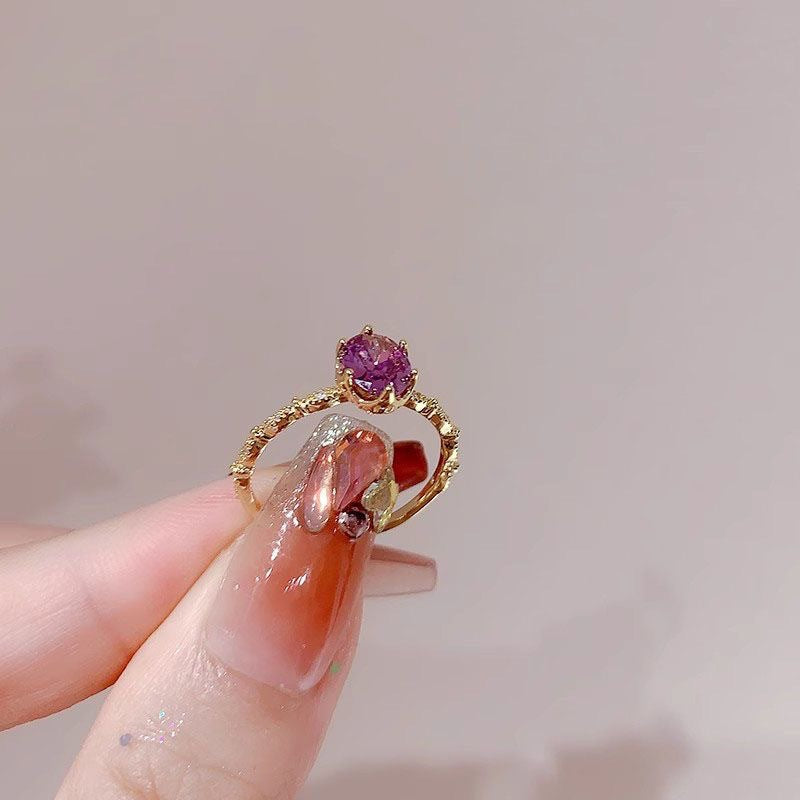 Women's Open Purple Zircon For Niche Design Advanced Ring