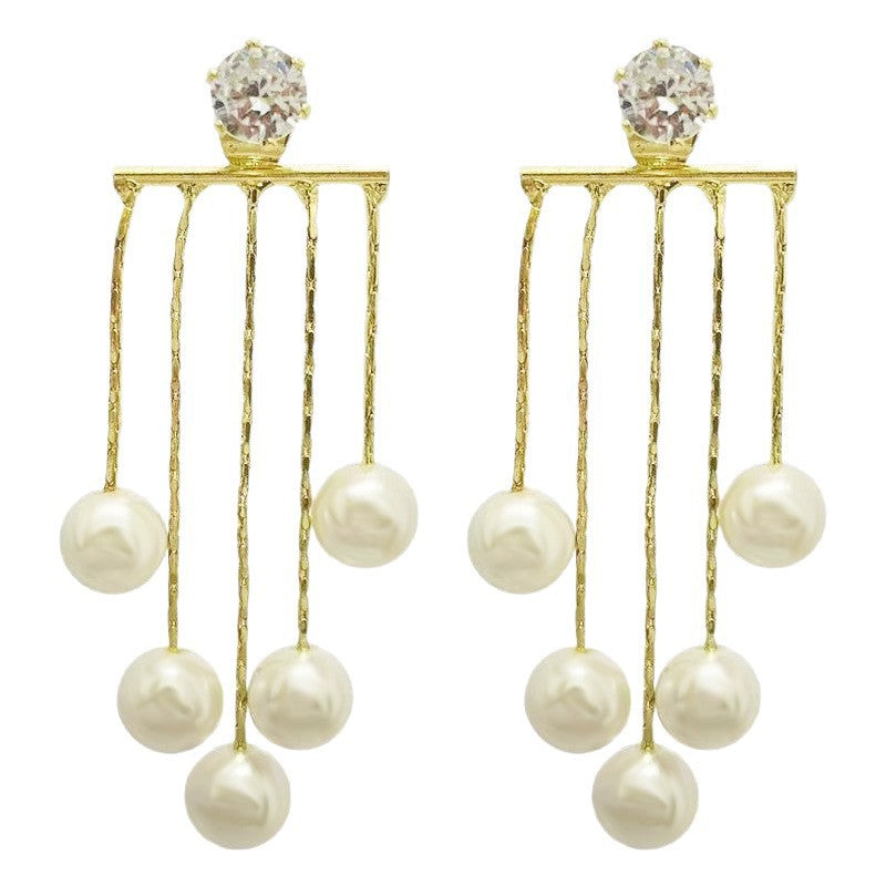 Women's Pearl Tassel Light Luxury Zircon Long Elegant Fashion Rings