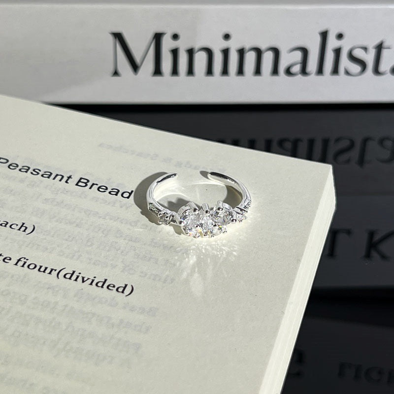 Light Luxury Sier Diamond Pieces Butterfly Mix Match Ring