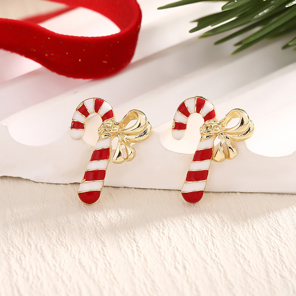 Fashion Elk Tree Snowflake Rhinestone Personalized Stud Earrings