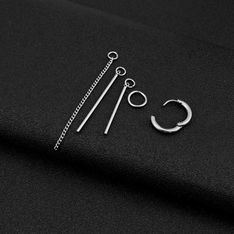 Steel Ornament Unisex Style Long Titanium Korean Earrings