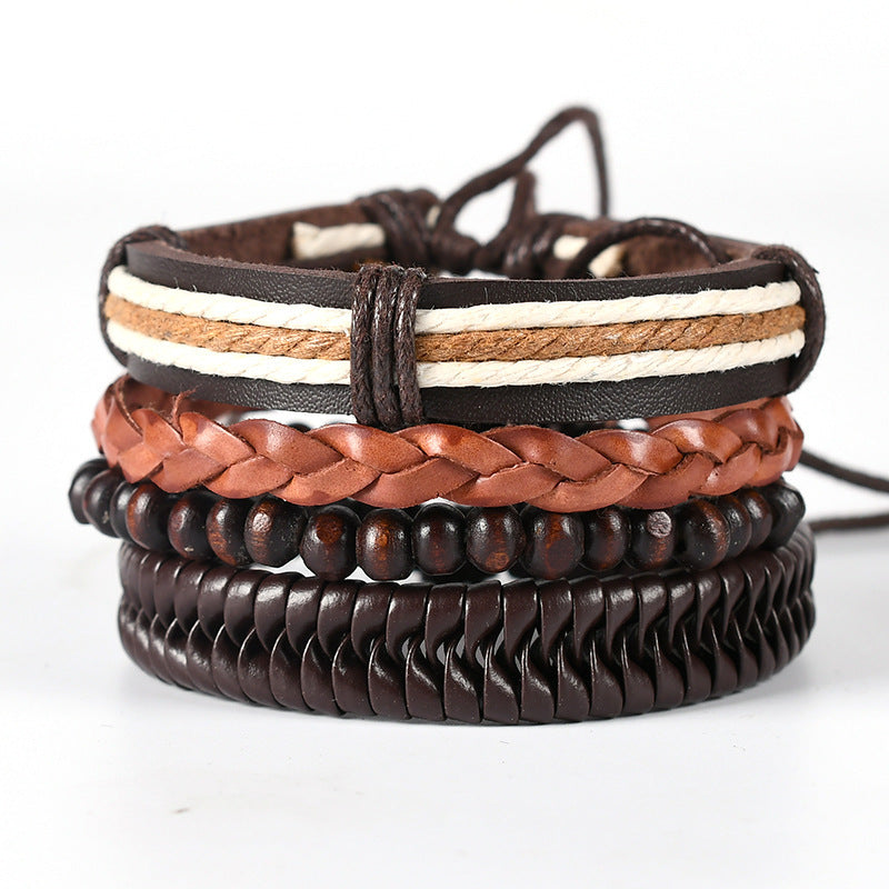 Women's & Men's Ornament Simple Hand Woven Rope Leather Bracelets