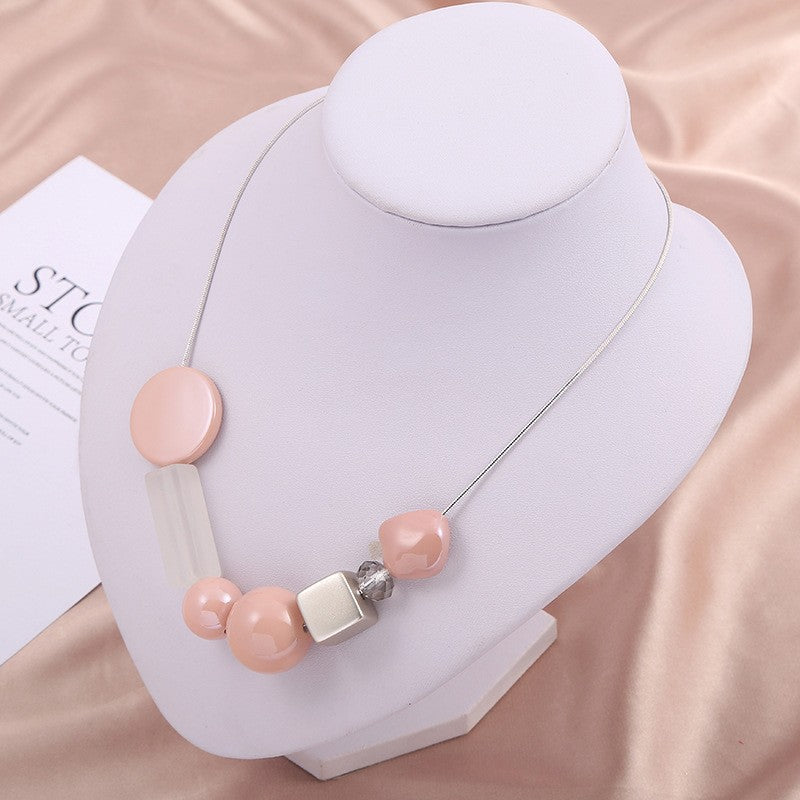 Women's Geometric Beaded Light Luxury Fashion Simple Clavicle Necklaces