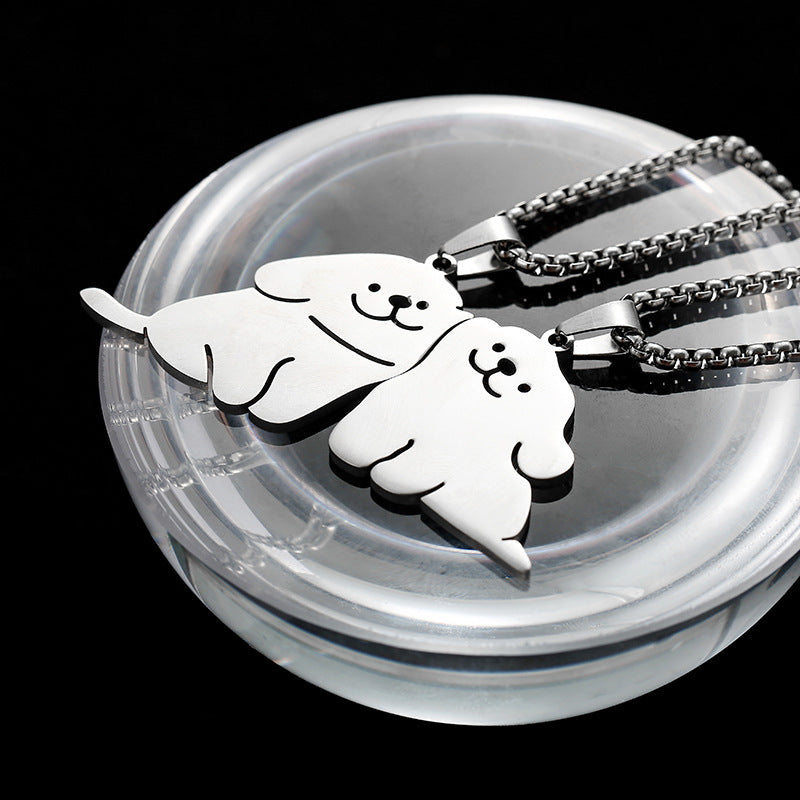 Women's & Men's Hop Cute Puppy Titanium Steel Fashion Girlfriends Necklace