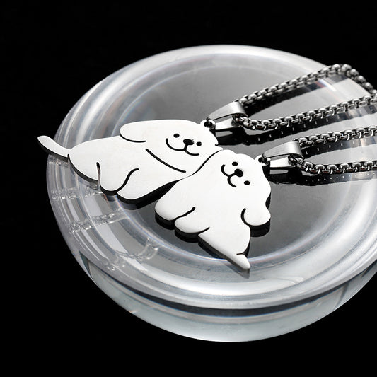 Women's & Men's Hop Cute Puppy Titanium Steel Fashion Girlfriends Necklace