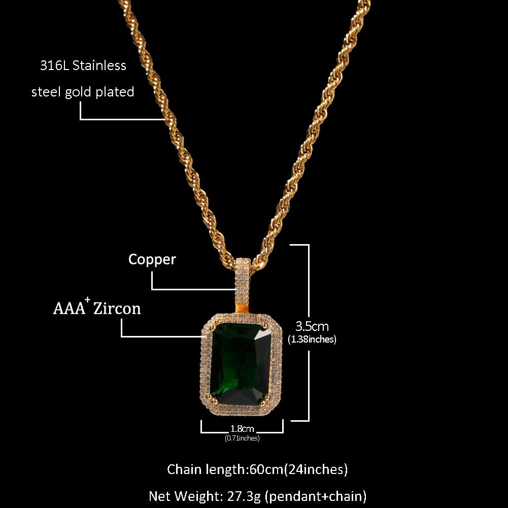 Fluorescent Square Solid Gemstone Niche Bag Necklaces