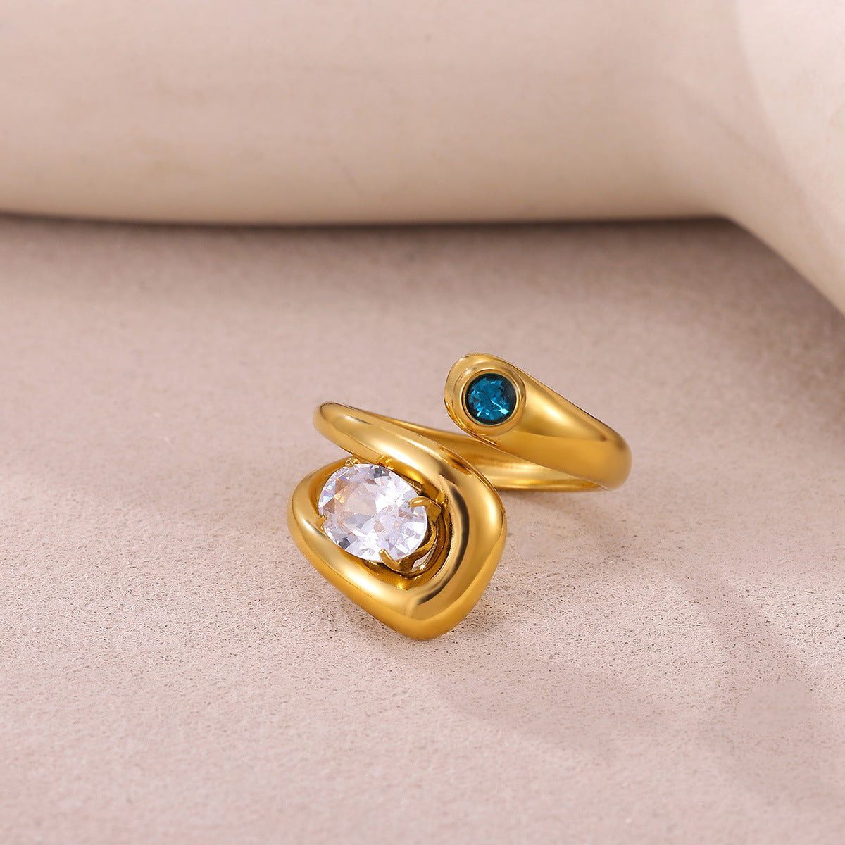 Women's Gold-plated Stainless Steel Geometric High-grade Open Ring