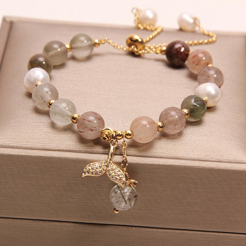 Freshwater Pearl Female Strawberry Quartz Fishtail Bracelets