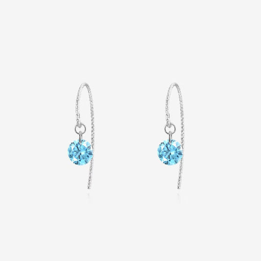 Women's Daily Leisure Blue Zircon Ear Thread Light Luxury Minority Design Rings