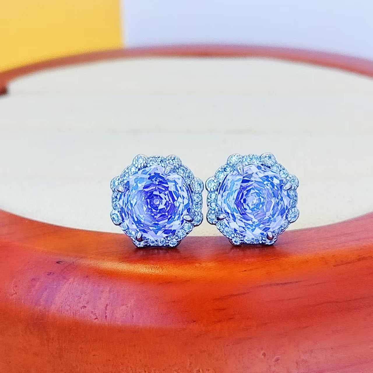 Women's Carbon Rhinestone Ear Colored Gems Three Rings