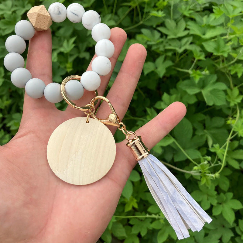 Beads Creative Beaded Tassel Sublimation Wood Bracelet