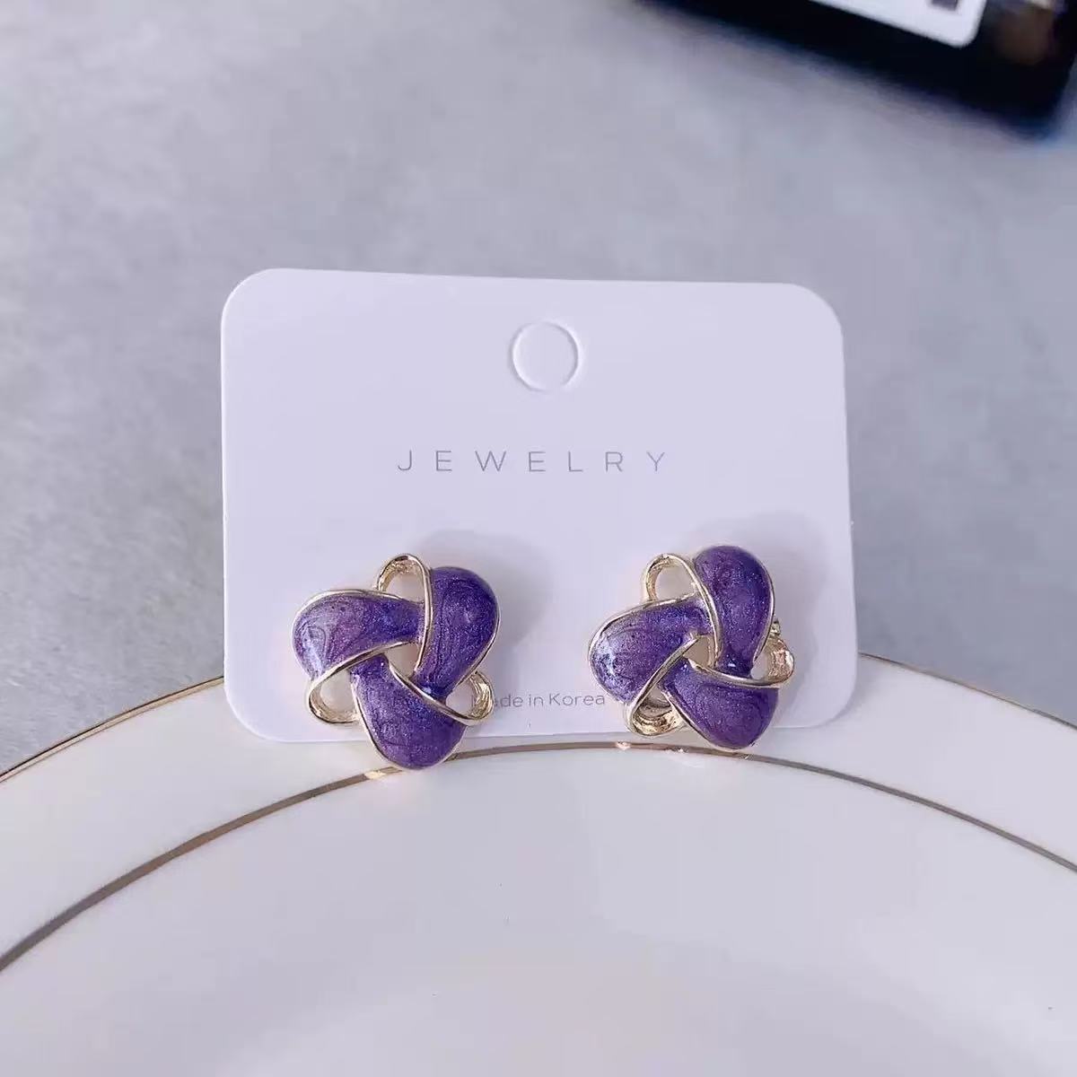 Enamel Drip Triangle Geometric Ear Palace Style French Fashion Stud Earrings