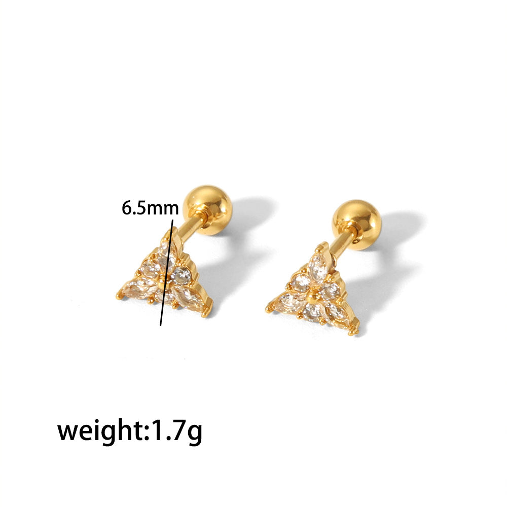 Steel Puncture Ear Bone Gold Light Luxury Design Earrings