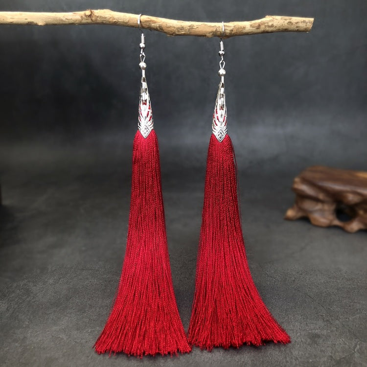 Women's Ethnic Style Tassel Classical Temperament Long Rings
