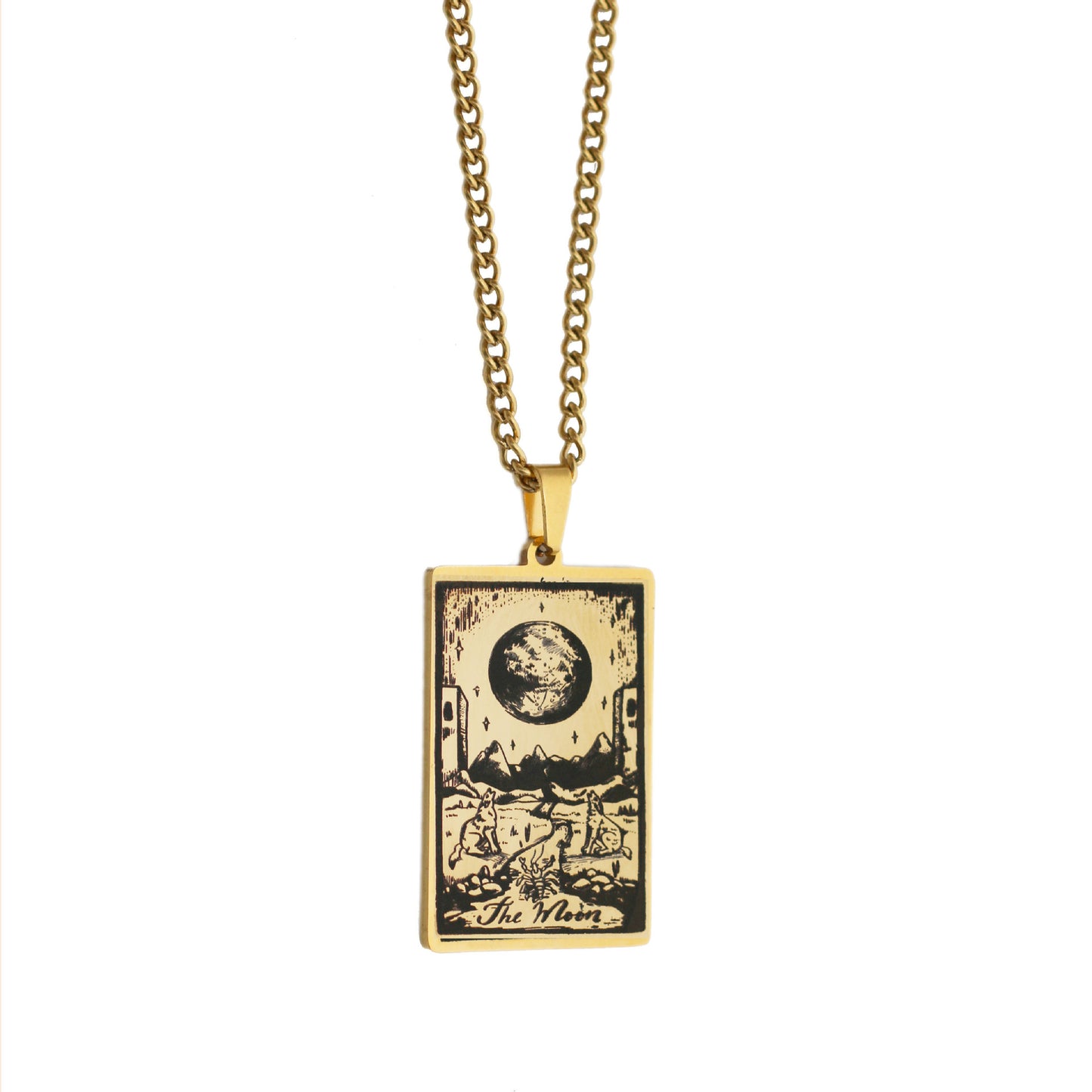Zhang Tarot Titanium Steel Retro Rectangular Necklaces