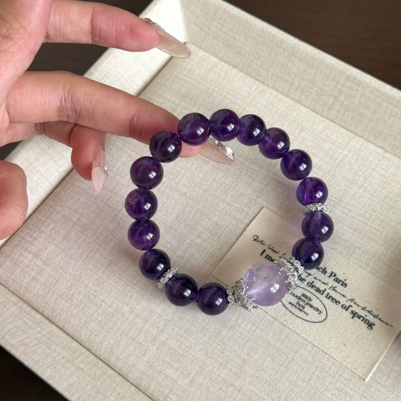 Dreamy Purple Faux Crystal Pink Glazed Bracelet