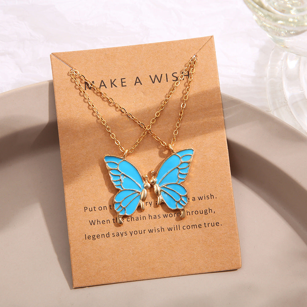 Creative Butterfly Paper Card Inclined Yellow Necklaces