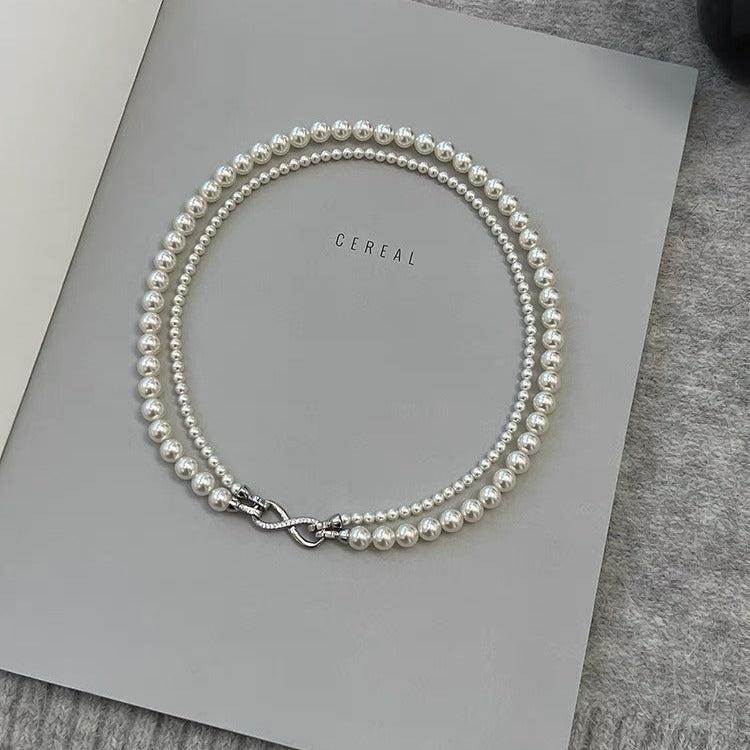 Women's Really Many Hemp Gray Pearl Word Buckle Light Necklaces