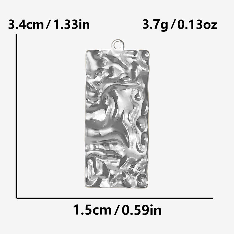 Stainless Steel Fashion Trend Rectangular Pleated Pendants