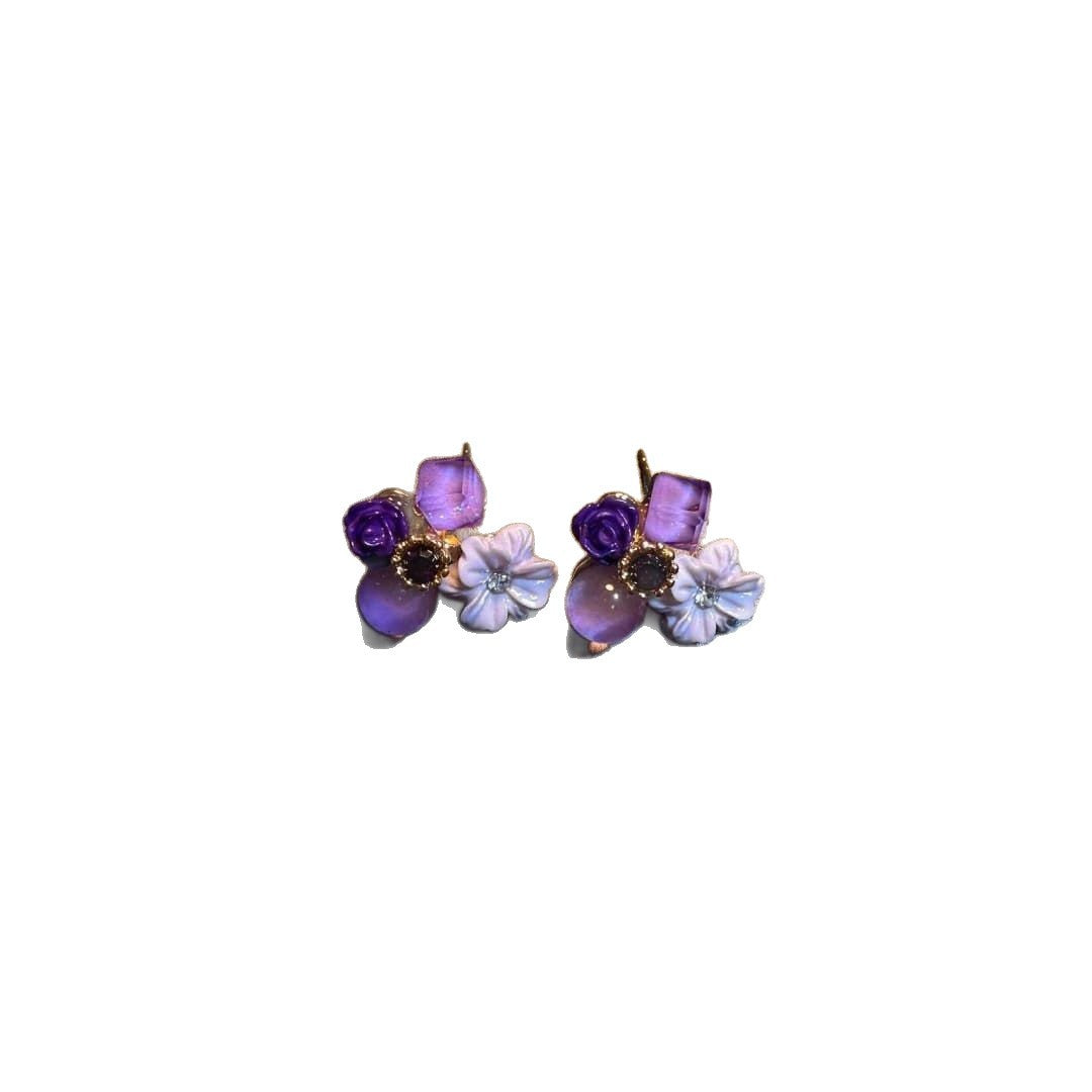 Unique Vintage Pink Geometric Sweet Flowers Earrings