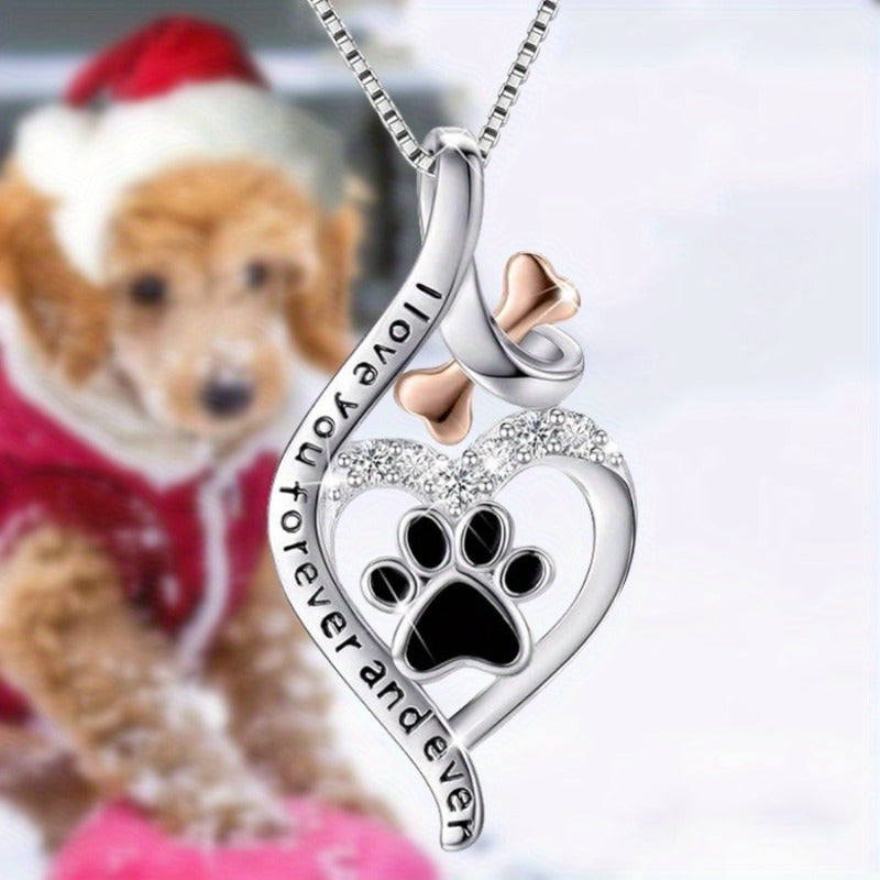 Creative Dog's Paw Geometric Dog Footprints Necklace