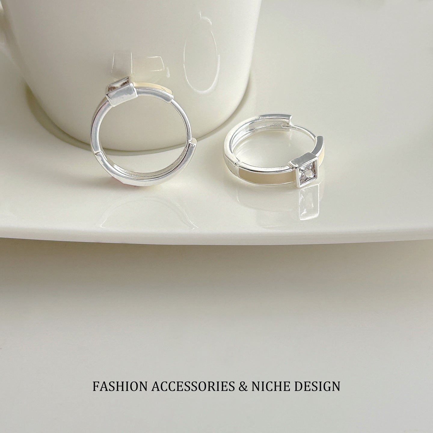 Women's Square Zircon Simple Fashion Minority Design Cold Rings