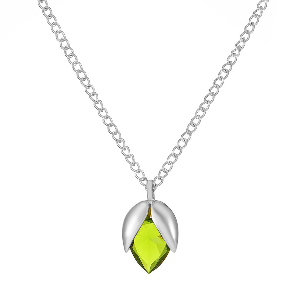 Female Refined Simple Olivine Clavicle Chain Niche Necklaces