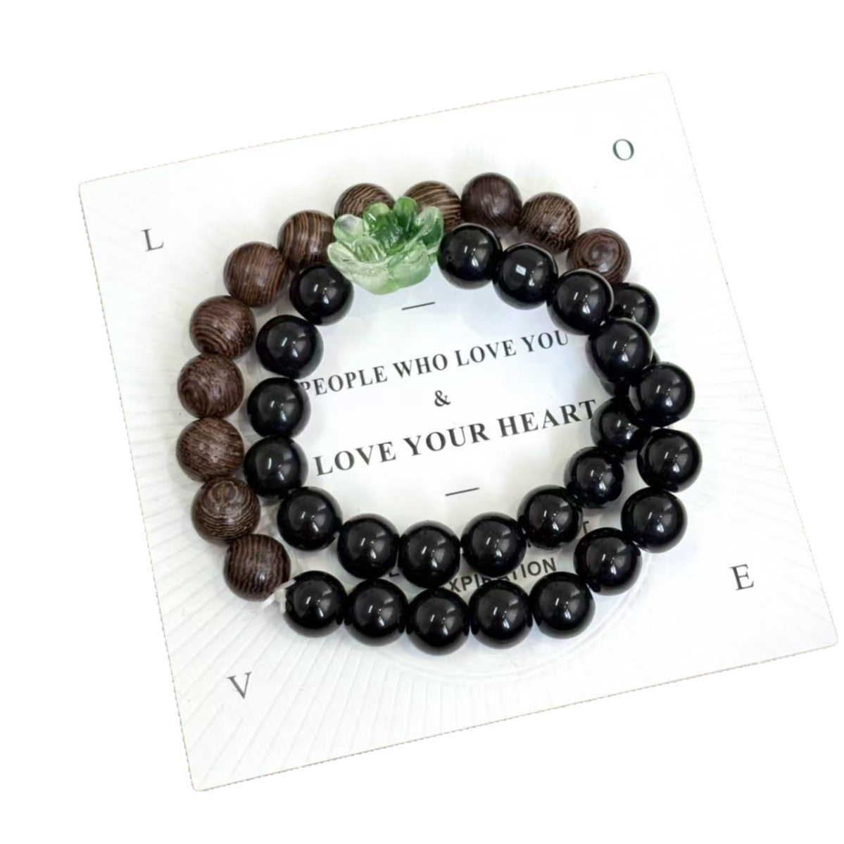Style Twin Ebony Lotus Retro Double Stitching Bracelets