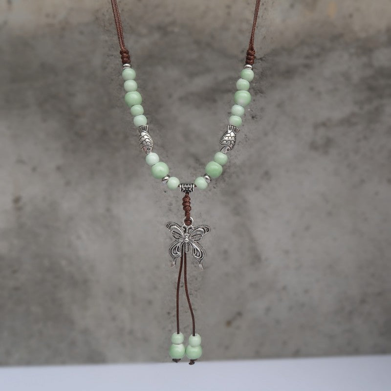 Women's Butterfly Braided Rope Chinese Ethnic Retro Light Luxury High-grade Necklace