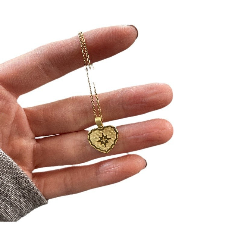 No Fading Chain Heart-shaped Double-sided Square Necklaces