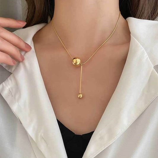 Gold Ball Titanium Steel Light Luxury Niche Clavicle Chain Necklaces