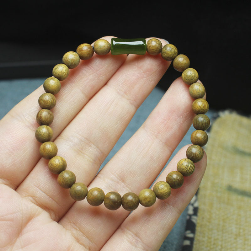 Women's & Men's Green Sandalwood Bamboo Simple Style Beads Bracelet