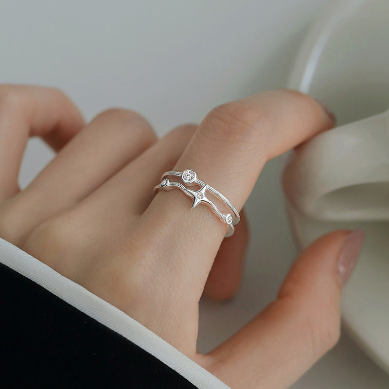 Luxury Simplicity Sparking Zirconium Four Stars Rings
