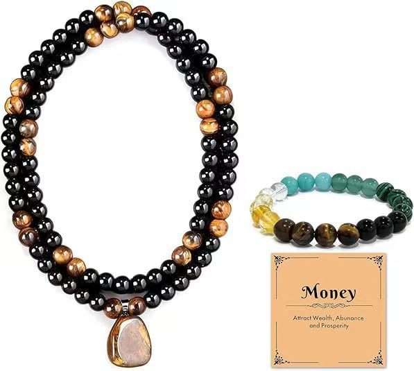 Unakite Yellow Tiger's Eye Square Tiger Necklace