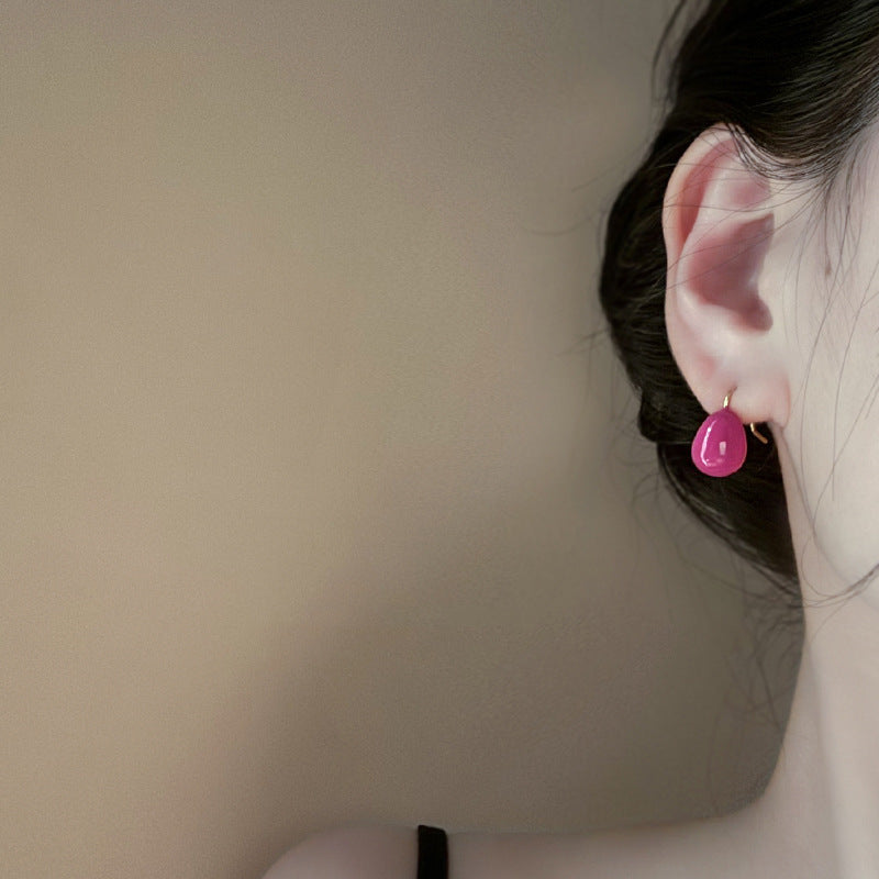 Women's French Style Colorful Oil Water Drop Light Luxury Minority Temperament Earrings