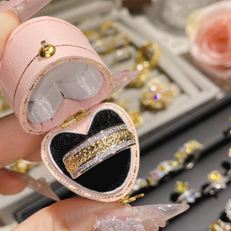 Camellia Fashion Romantic French Golden Rhinestone Gold Plated Ring