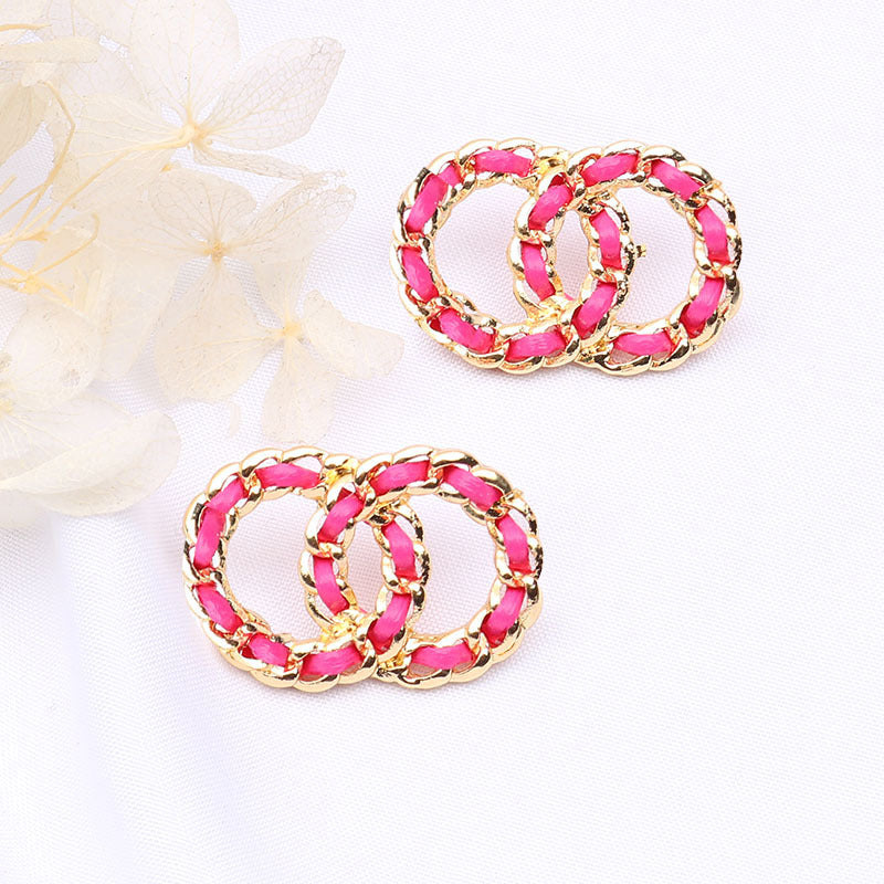 Pairs Of Braided Leather Trendy Fashion Earrings