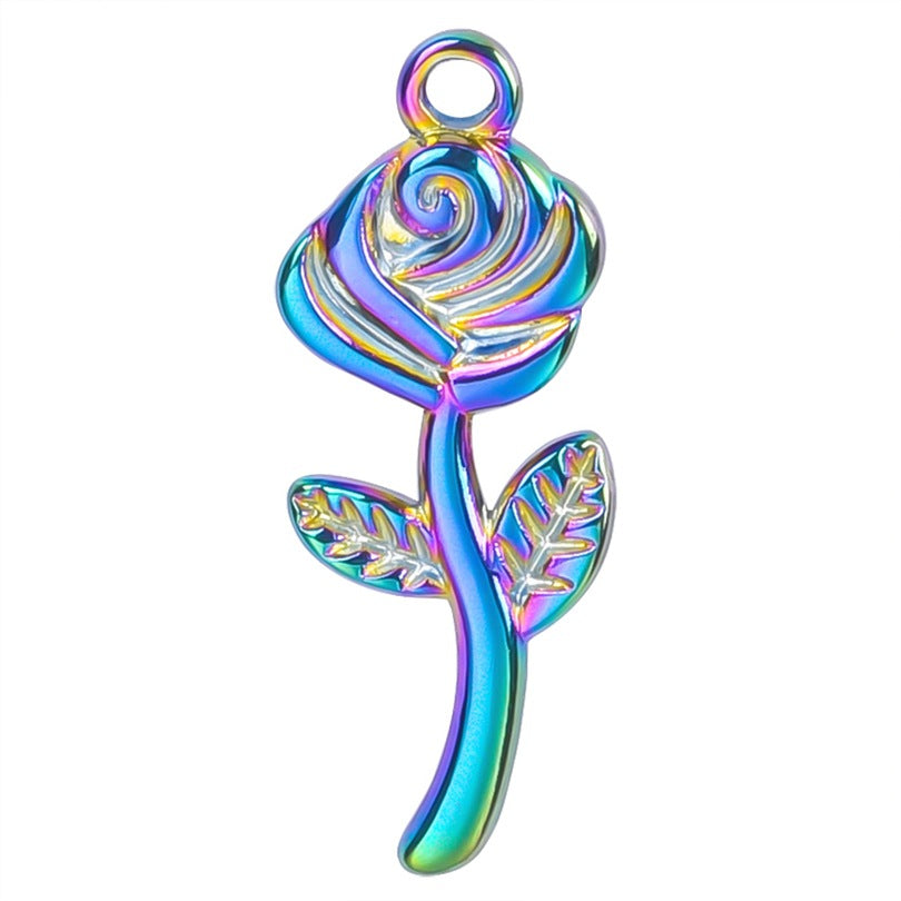 Simple Rose Colorful Gold Stainless Steel Pendants