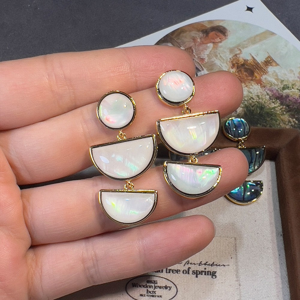 Women's Abalone Shell Series Gold Plated Environmental Protection Fashion French High-grade Earrings