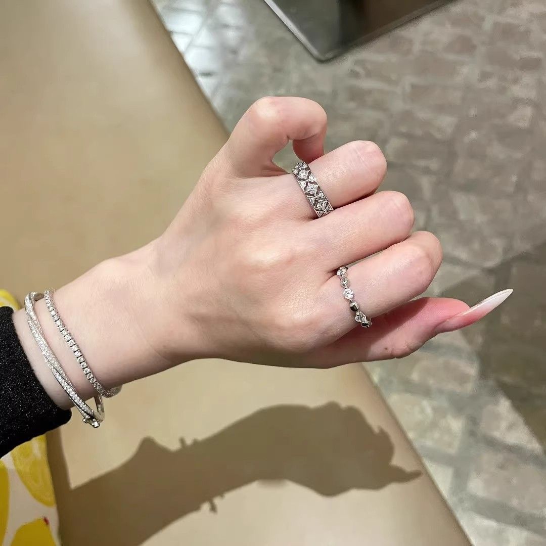 Women's Sier Lace Rhombus Fashion Niche Exquisite Index Rings