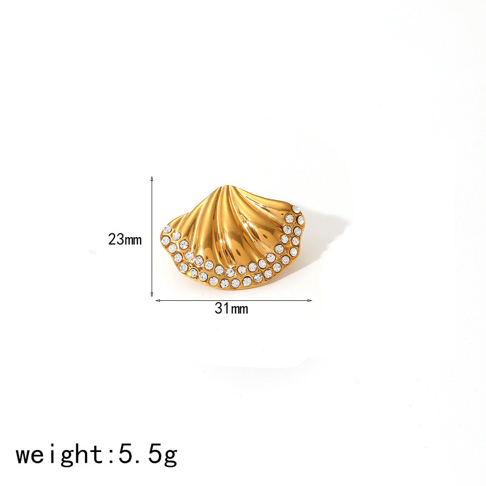 Women's Shell Gold Stainless Steel Personalized High-grade Earrings