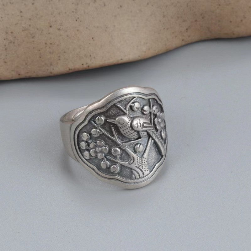 Magpie Wide Open Adjustable Female National Fashion Ethnic Epoxy Rings