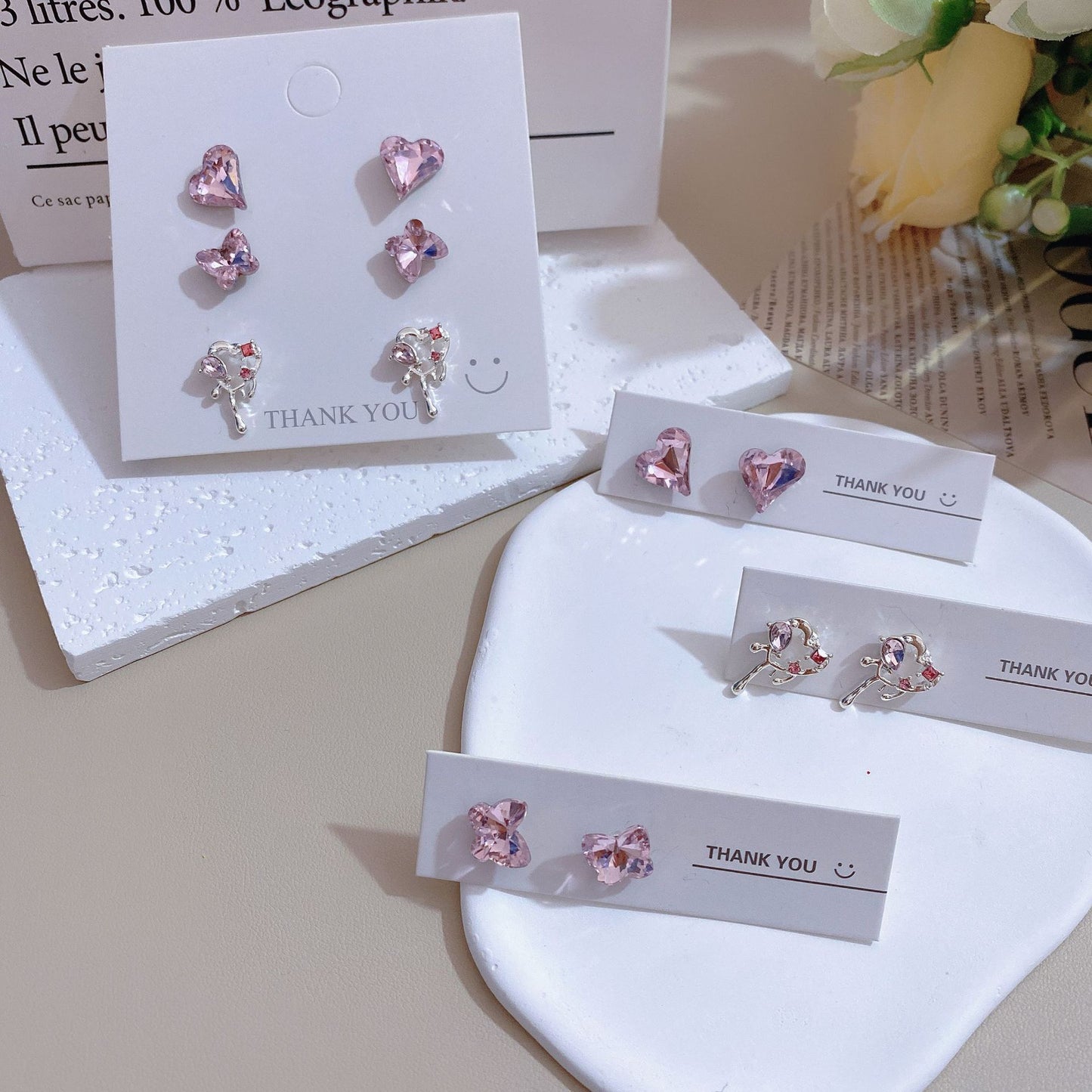 Exquisite Angel Tears Sier Needle Advanced Design Sense Small Ear Earrings