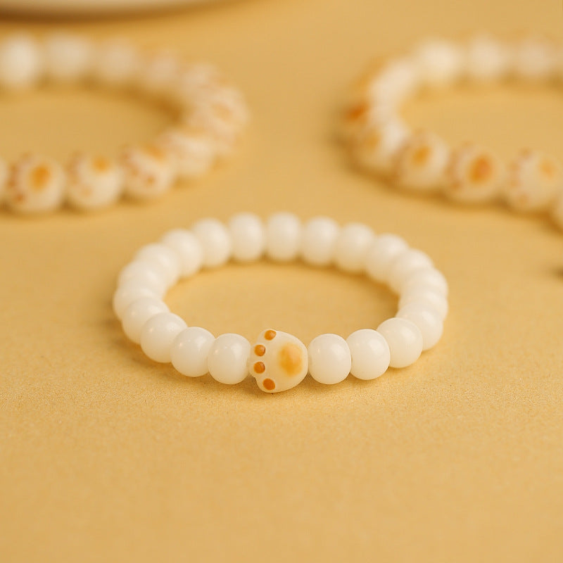 Cat Bodhi Root Female Natural White Jade Seed Pliable Temperament Bracelets