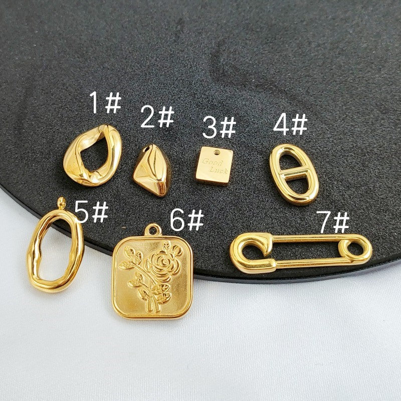 Titanium Steel Vacuum Gold-plated Square Rose Pendants