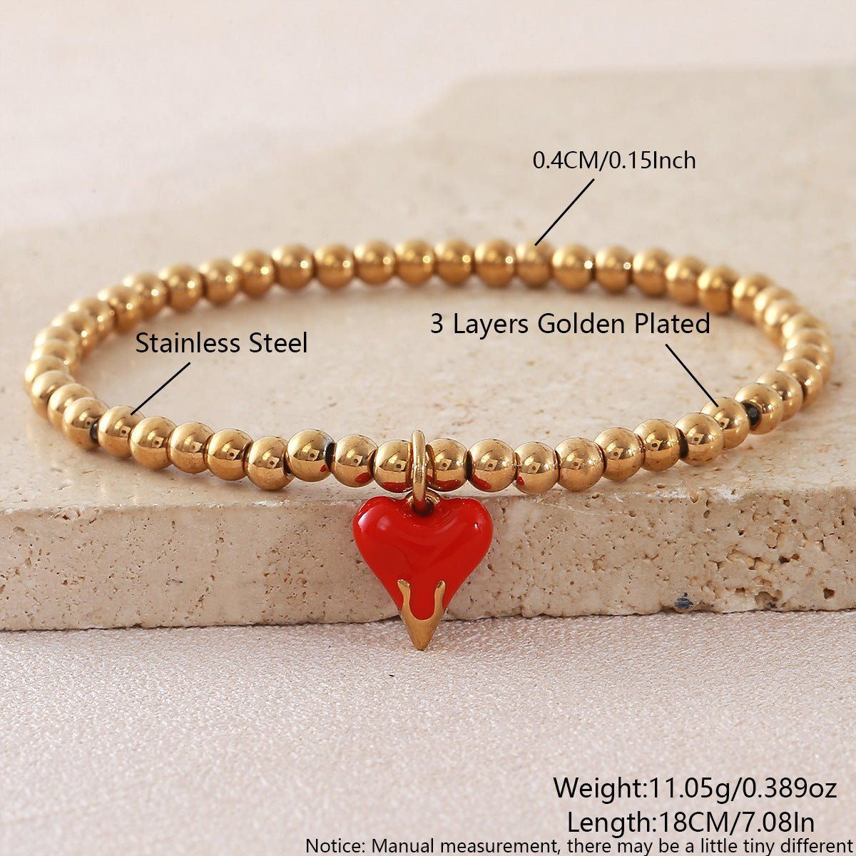 Stainless Steel Gold Plated Red Black Heart Drop Oil Pendants