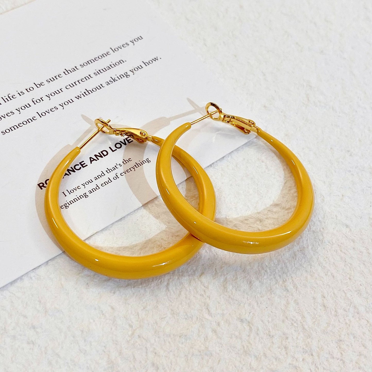 Plated Real Gold Ginger Flower Enamel Drip Glazed Female Sweet Earrings