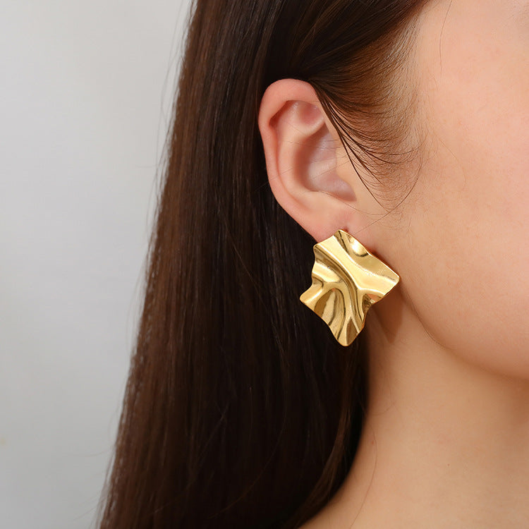 Steel Gold Plated Niche Ear Versatile Personality Earrings