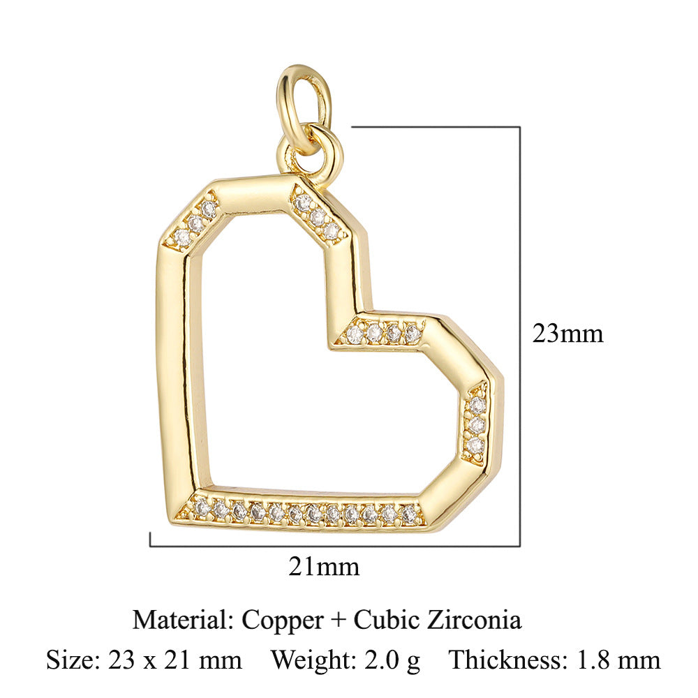 Peach Heart Lock Key Copper Zircon Pendants