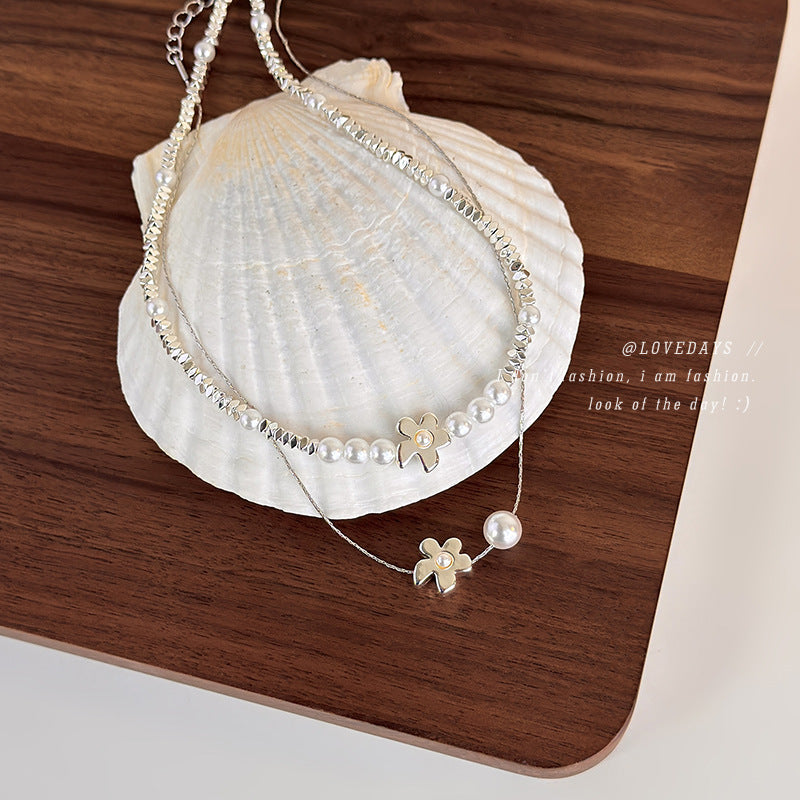 Women's Pieces Of Sier Imitation Pearl High-grade Clavicle Chain Necklaces
